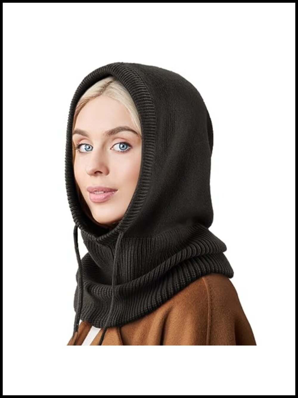 Knit Balaclava Hooded Scarf Hat Neck Warmer Winter Hat for Women